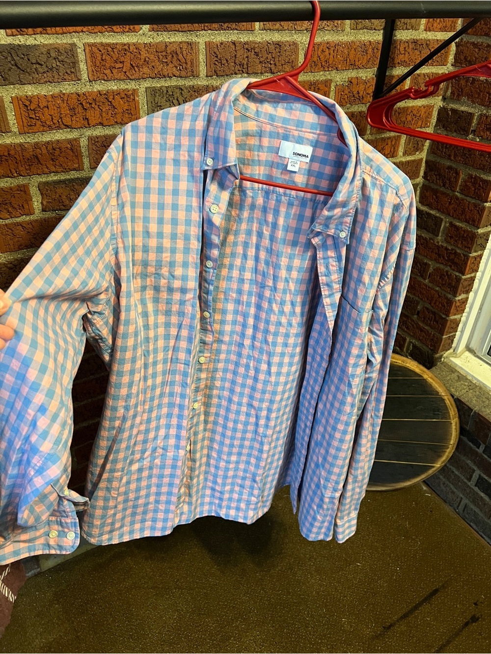 Sonoma Pink and Blue Gingham Button-Down Shirt